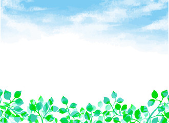 青空と風に揺れる若葉