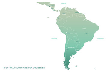 south america map. latin america vector map. 