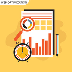 Website SEO (search engine optimization) analysis and process flat vector concept