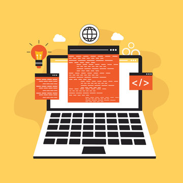web development and programming coding concept