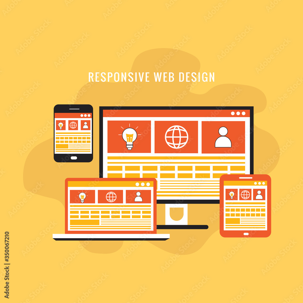 Poster responsive web design in modern flat vector style concept