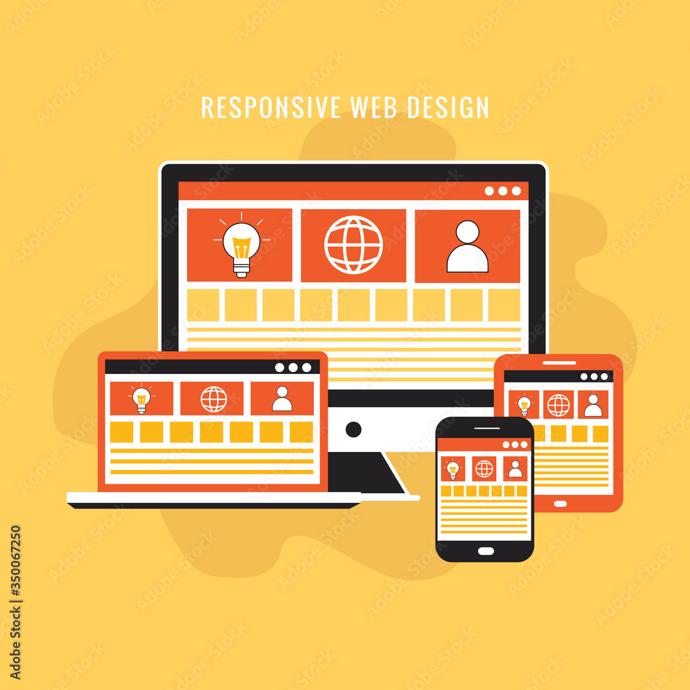 Poster responsive web design in modern flat vector style concept