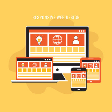 Responsive web design in modern flat vector style concept