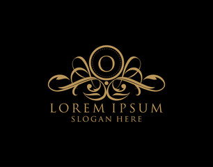 Luxury O Letter Logo, Flourishes calligraphic monogram emblem template for Restaurant, Boutique,Wedding, Hotel, Photography, Fashion and Label.