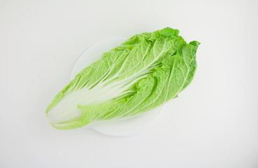 Chinese cabbage (in Japan called Hokusai) on a white isolated background close-up