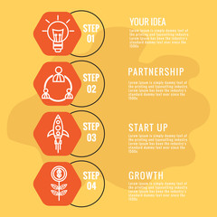  Business Infographic template with icons and 4 options. Graphic timeline process