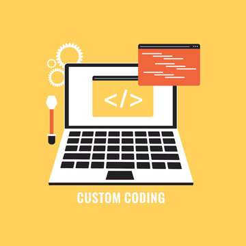 Vector illustration of custom coding flat design
