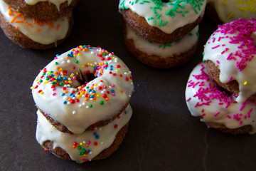 Homemade donuts with sugar and cinnamon