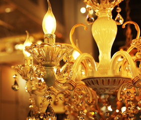 ceiling lamps, chandeliers in the store