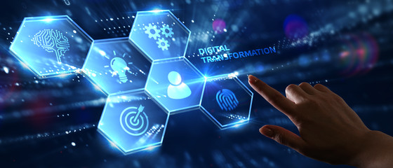 Concept of digitization of business processes and modern technology. Digital transformation.