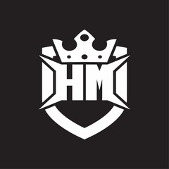 HM Logo monogram isolated with shield and crown design template