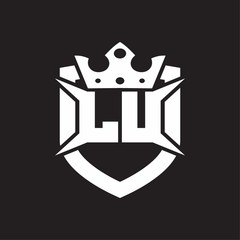 LU Logo monogram isolated with shield and crown design template