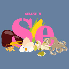 Selenium healthy nutrient rich food vector illustration