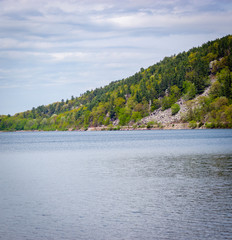 Mountain Behind a Lake at Devil's Lake State Park in Southwestern Wisconsin