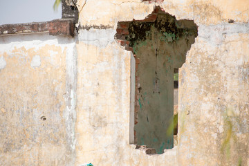 Broken , abundant  walls of house india