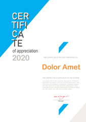 Certificate of Appreciation template.Trendy geometric design,diploma,Vector illustration.