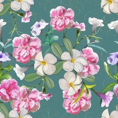 Plumeria flowers seamless pattern vector illustration
