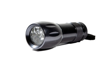 hand-held portable electric lamp on a white background