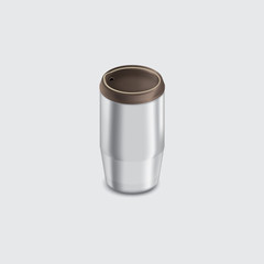 aluminum cup realistic on gray background