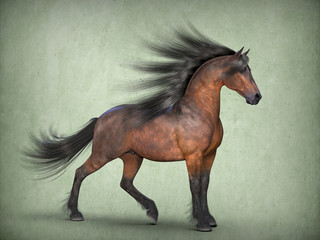 Obraz na płótnie Canvas Beautiful brown horse. 3d rendering