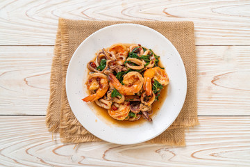 stir-fried seafood with Thai basil