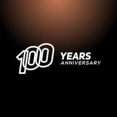 100 Years Anniversary White Line Number Vector Design