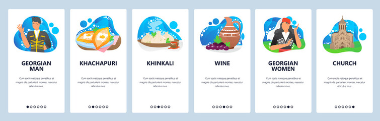 Georgia website and mobile app onboarding screens vector template