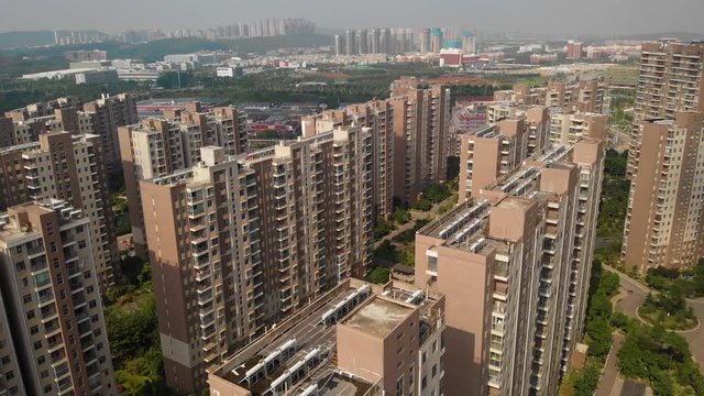 Chinese Housing and Apartment Living.
Kunming, 2020. Aeriel views of normal living and housing in China.