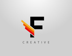Initial F Monogram Logo. Abstract Wing and Strip F letter Icon