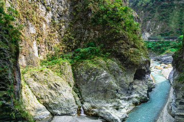 Taroko national park canyon and river landscape in Hualien, Taiwan. 