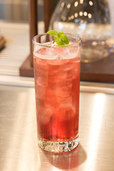 Red aid eaten in a cafe.