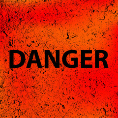 Danger text. Marble colored wall.Vector Illustration. Abstract stone orange-black background.