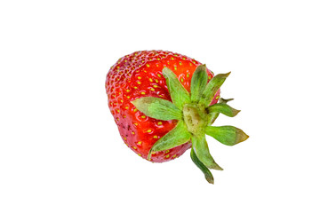 One whole strawberry isolated on a white background