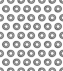 Circles seamless paattern. Hand made black round shapes on white background. Simple pattern for fabric, textile, wrapper paper. Vector illustration