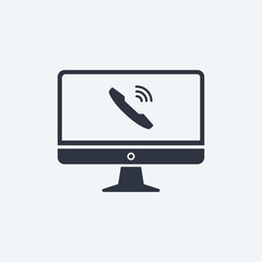 Incoming video call on computer. Photo of man, decline and accept buttons on notebook screen. Online meeting, videocall, webinar or training. Vector illustration in flat style