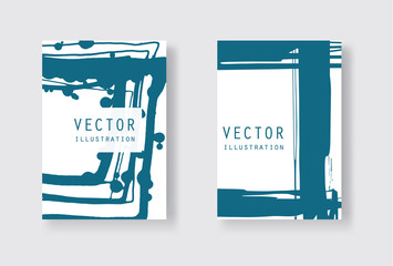 Blue ink brush stroke on white background. Japanese style.