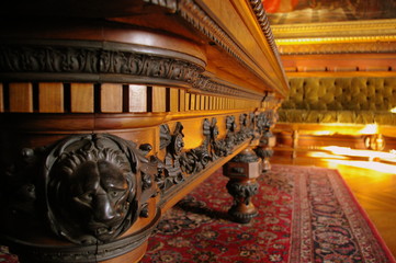 Historic, ornate billiard table