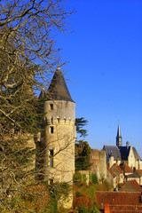 Tower of a castle in the Indre region, France