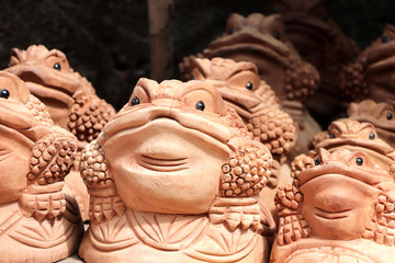 Traditional cambodian handmade souvenirs - wooden toads
