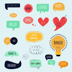 speech bubble hand drawn with different expressions