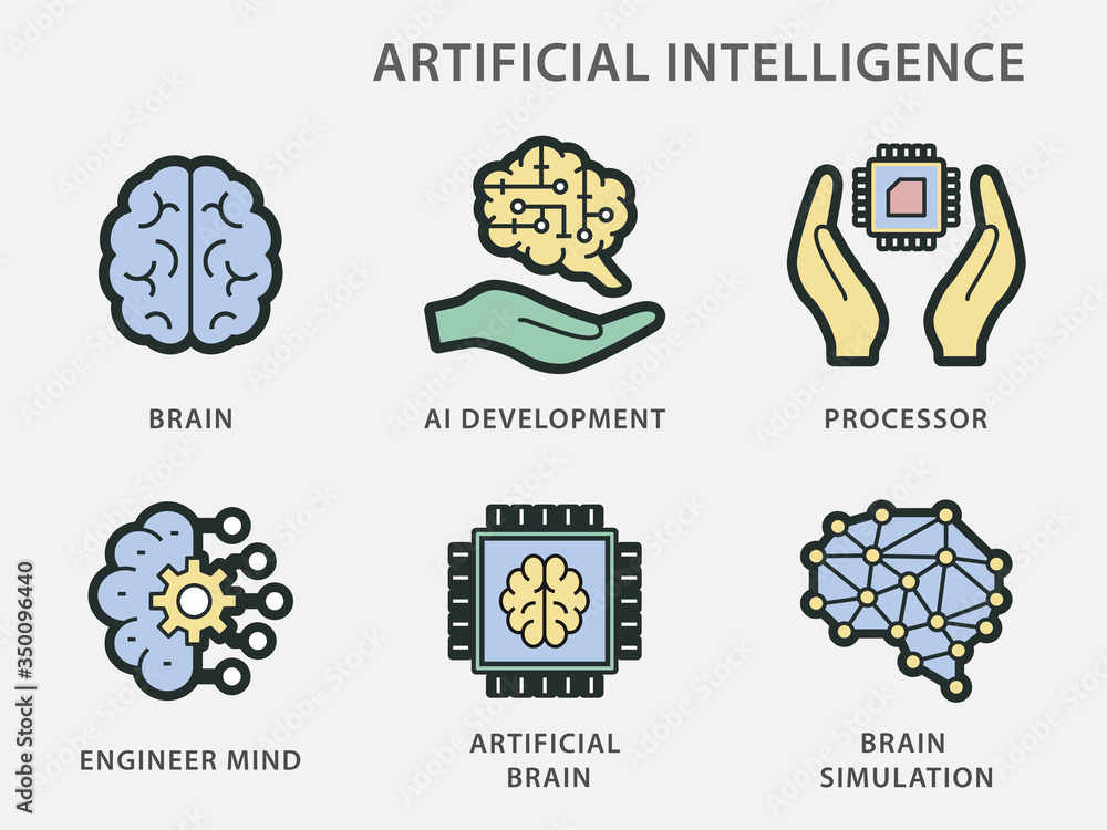 Aufkleber artificial intelligence icons for graphic and web design.