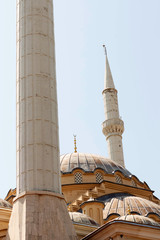 Mosque, minarets and dome. The largest mosque on the Antalya coast.Beautiful  Mediterranean architecture. Sights of the Antalya coast.