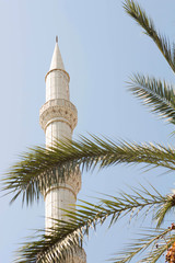 Mosque, minarets and dome. The largest mosque on the Antalya coast.Beautiful  Mediterranean...