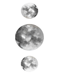 Watercolor illustration of full moon on white background