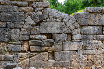 ancient stone walls of an ancient temple