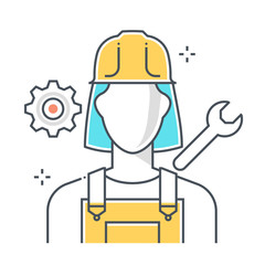 Worker related color line vector icon, illustration