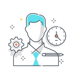 Employee related color line vector icon, illustration