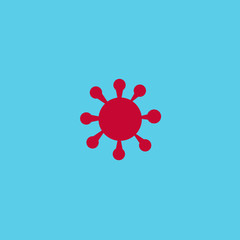 corona virus in red with blue background