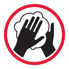 Hand washing with soap virus protection sign. Vector illustration