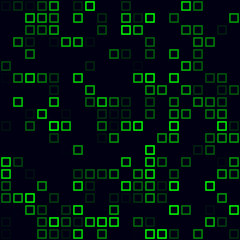 Tech background. Sparse pattern of frames. Green colored seamless background. Trendy vector illustration.